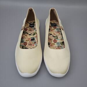 UIN Womens Flats Slip On Travel Comfort Loafers Oat Milk Silk Menorca III 9.5 US